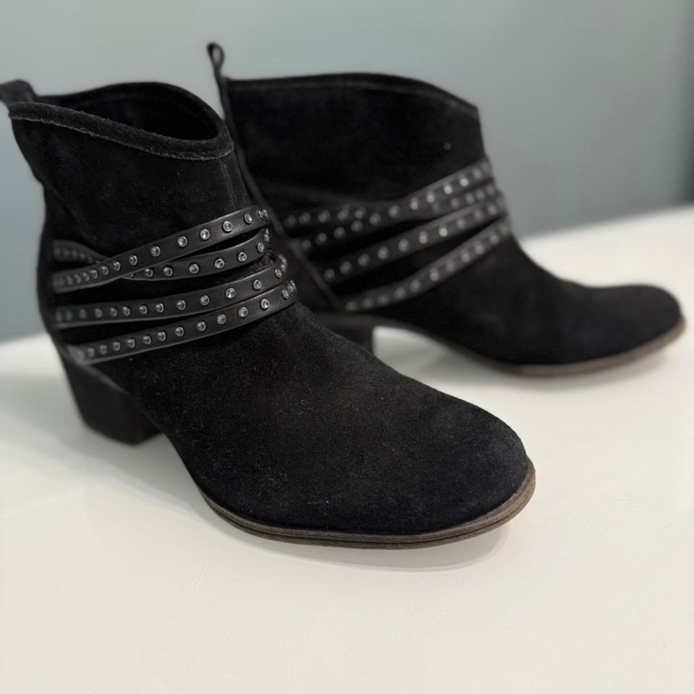 Jessica Simpson Black Suede Studded‎ Ankle Boots – Size 9M / 39